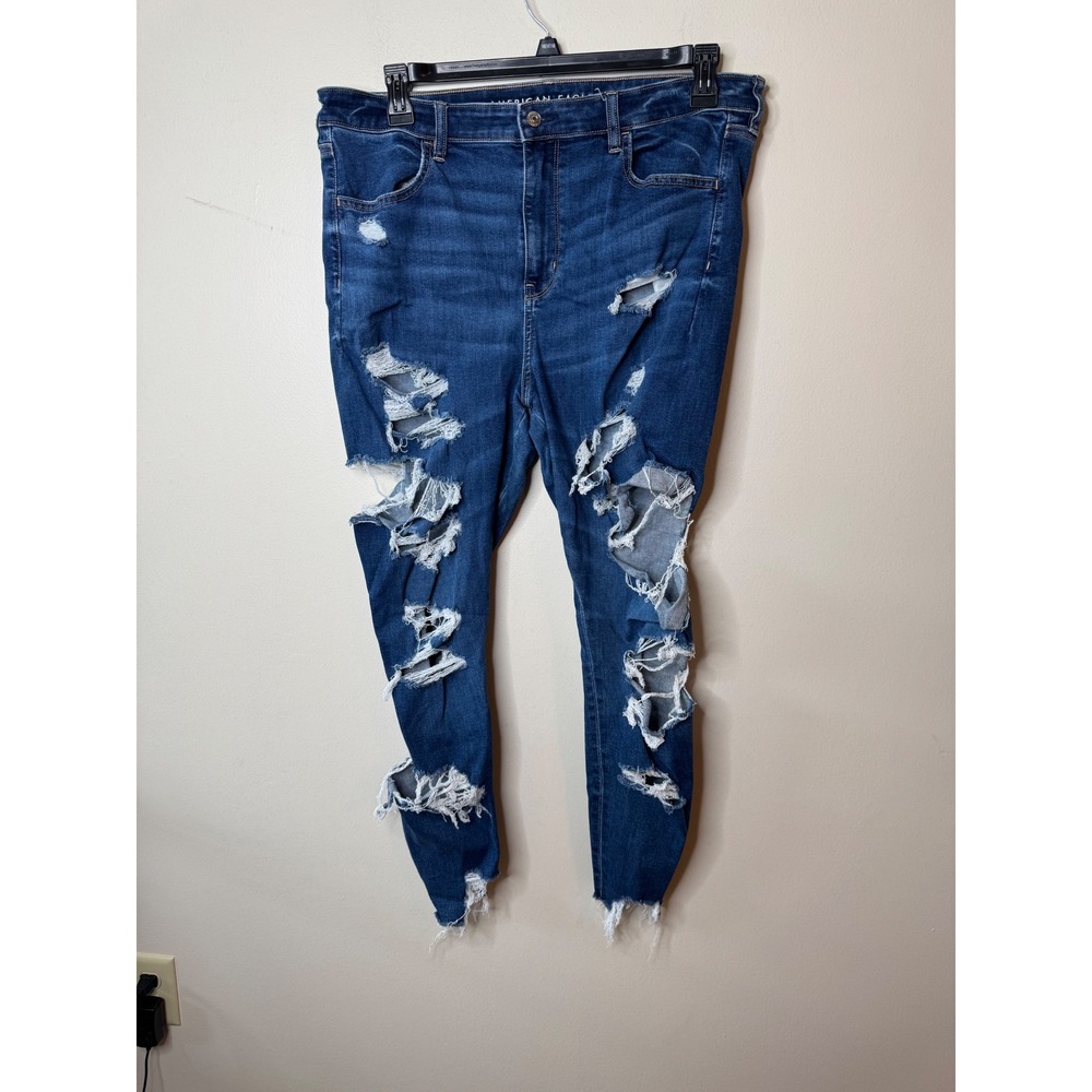 American Eagle Super Hi-Rise Jegging Distressed Ne(x)t Level Stretch Blue Jeans